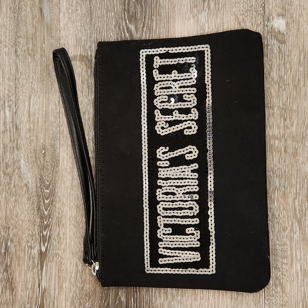 Victoria's Secret Black and Silver Sequin Wristlet